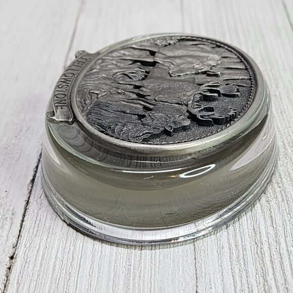 Vintage Heritage Metalworks Fine Pewter Moose & Glass Oval Paperweight 1997 - Picture 5 of 10